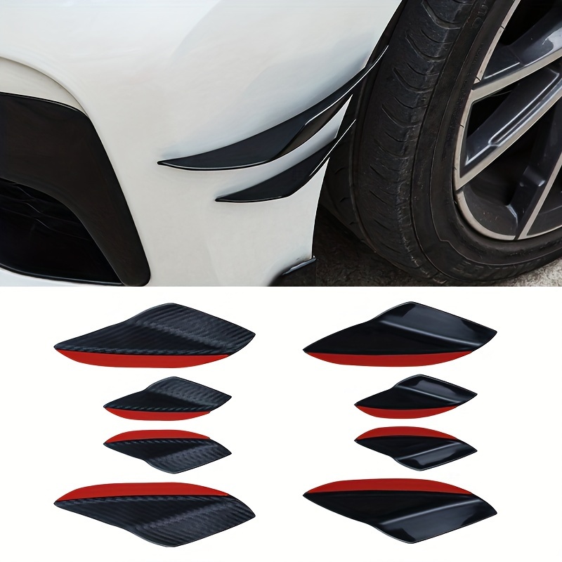 4pcs Carbon Fiber Rubber Car Styling Bumper Lip Fin Splitter