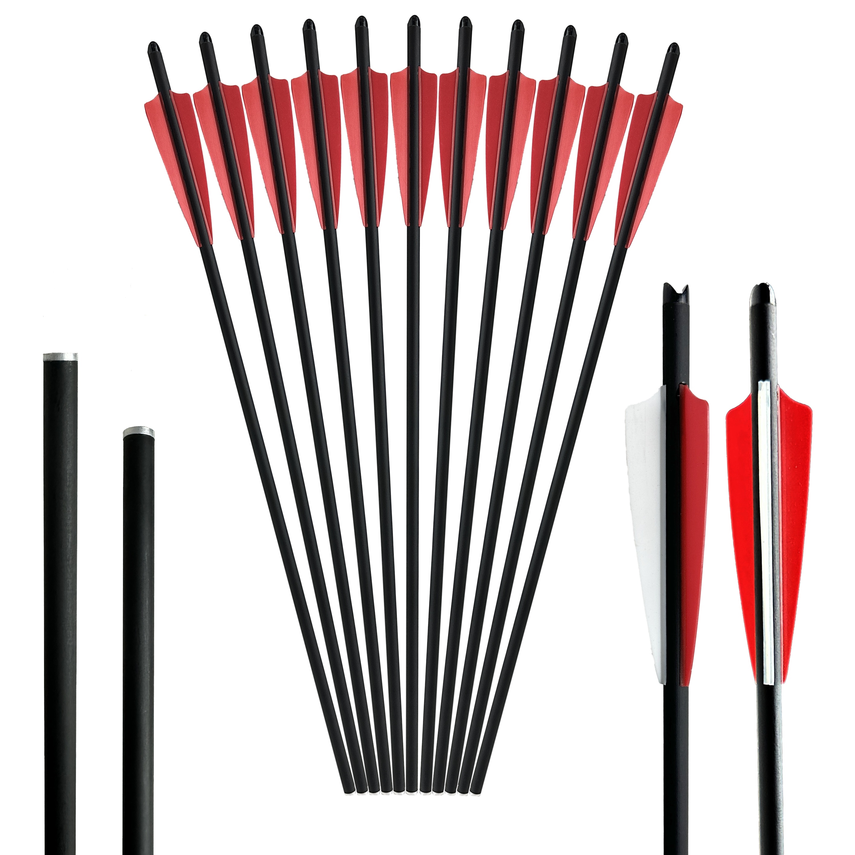 Archery Arrow and Quiver Set 12pcs Fletched Carbon Arrows with