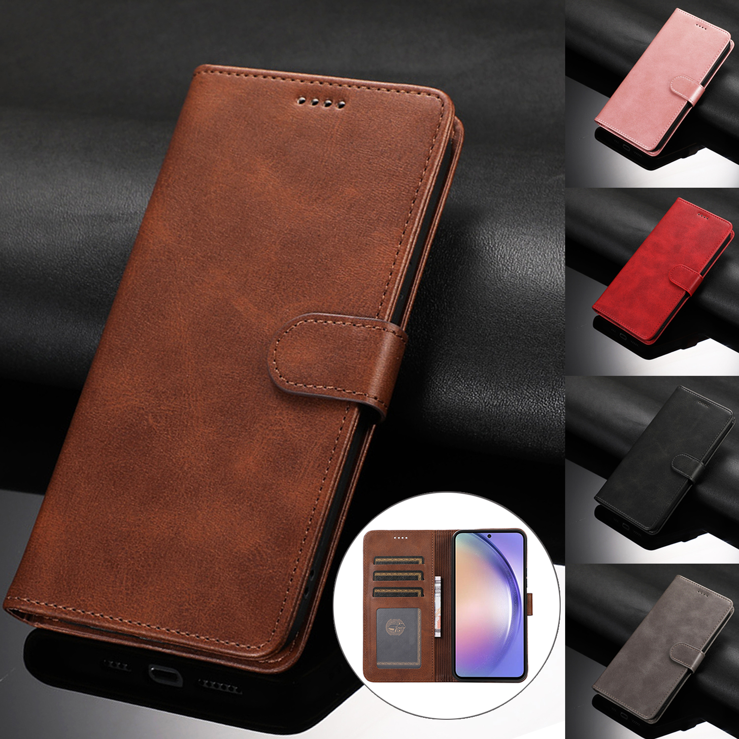 Case Galaxy A14 Funda Luxury Vintage Leather Skin - Temu