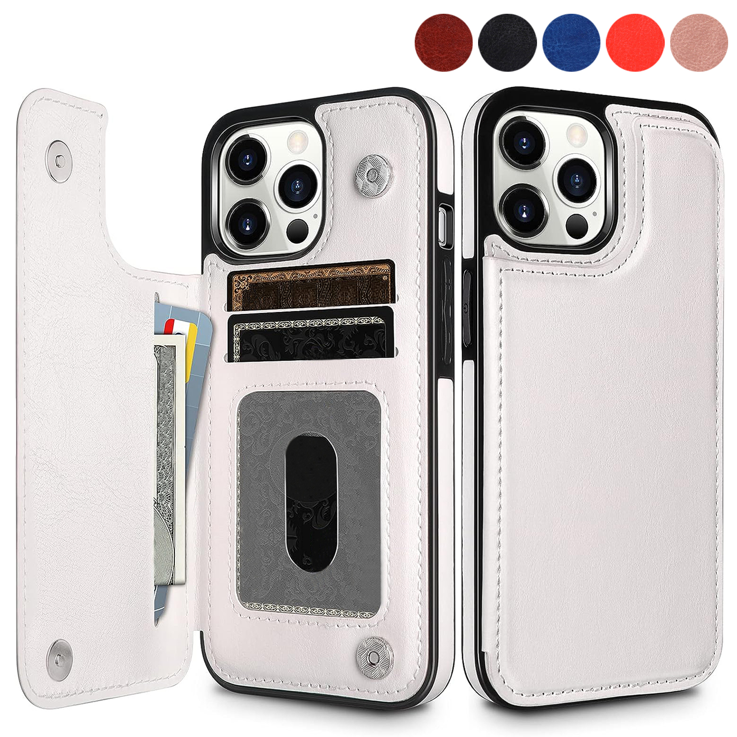 Wallet Phone Case Can Be Inserted Card Suitable for iPhone 12 13 Pro Max Phone  Case Retro Messenger Lanyard Phone Case-B
