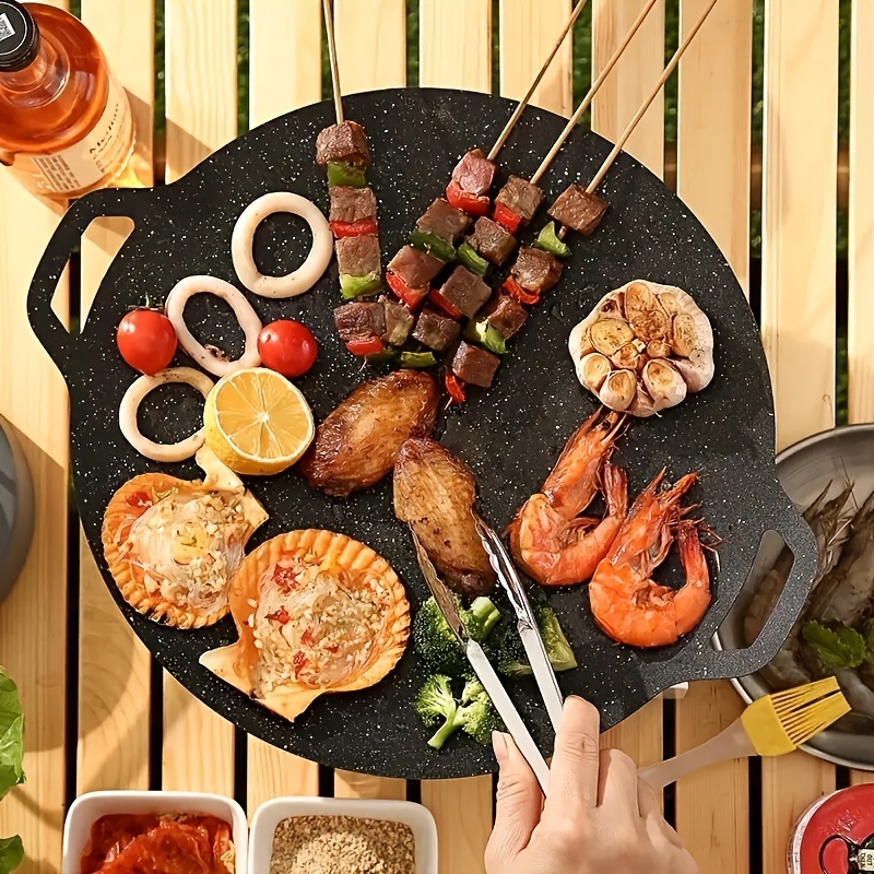  Korean BBQ Grill Pan, Stovetop Korean BBQ Non-stick Round  Barbecue Grill Pan, Smokeless Barbecue Plate for Indoor Outdoor Grilling,  Stovetop Grill Pan, Indoor BBQ Pan(Type 3) : Patio, Lawn & Garden