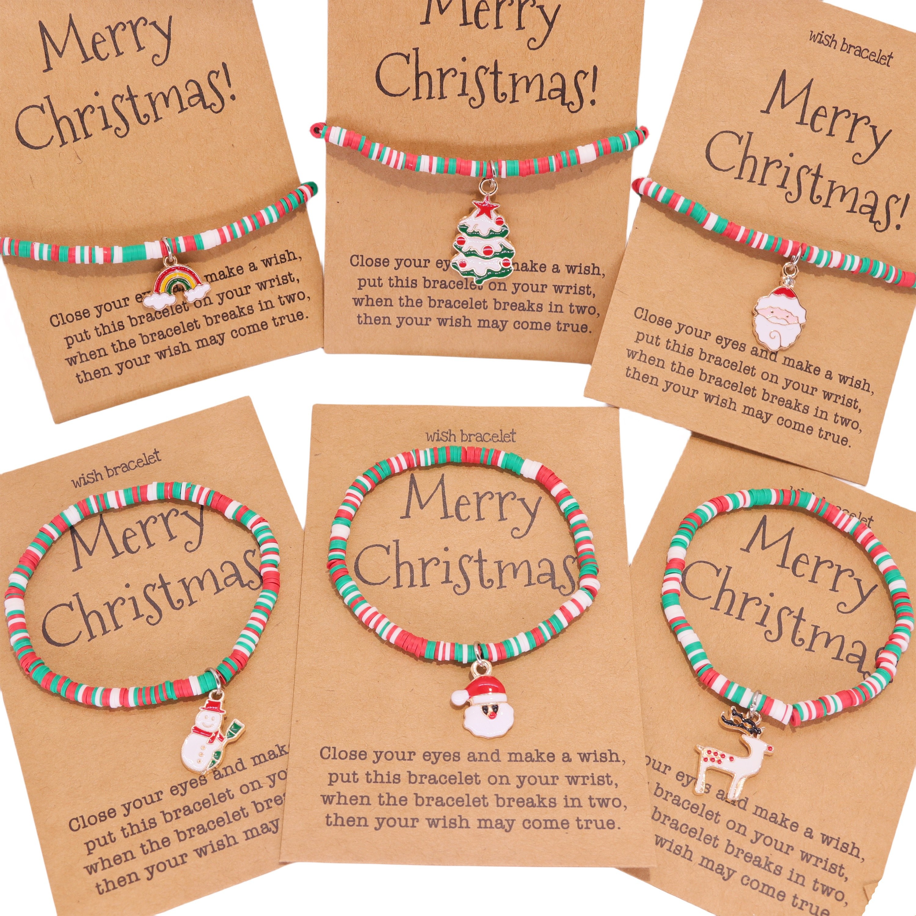 Christmas Stocking Stuffers Kids, Christmas Cards With Tree, Christmas Tree  Charm Card, Wish Bracelet Bulk, Fun Gifts for Kids Christmas 