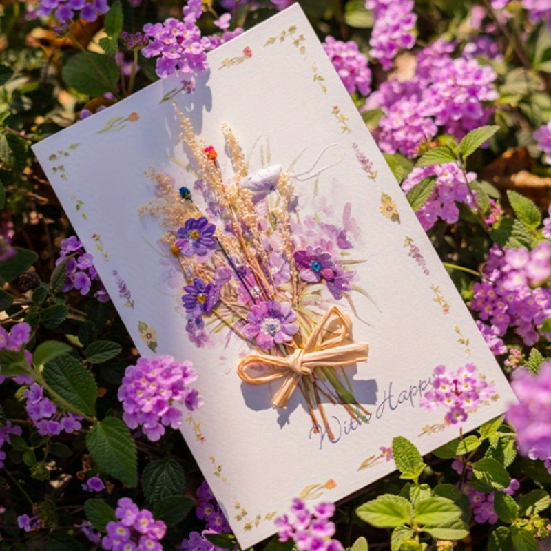 Dried Flowers Vintage Handmade Blank Small Cards - Temu