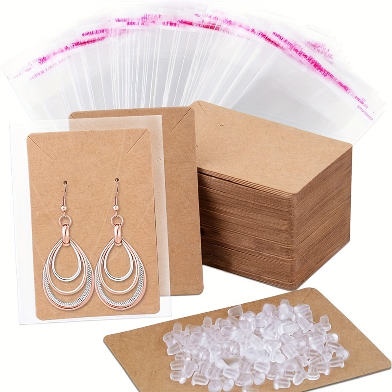 200PCS Earring Pin Necklace Hairpin Display Paper Pass Card With Self  Sealing Bag Practical Convenient Jewelry Packaging Display Supplies
