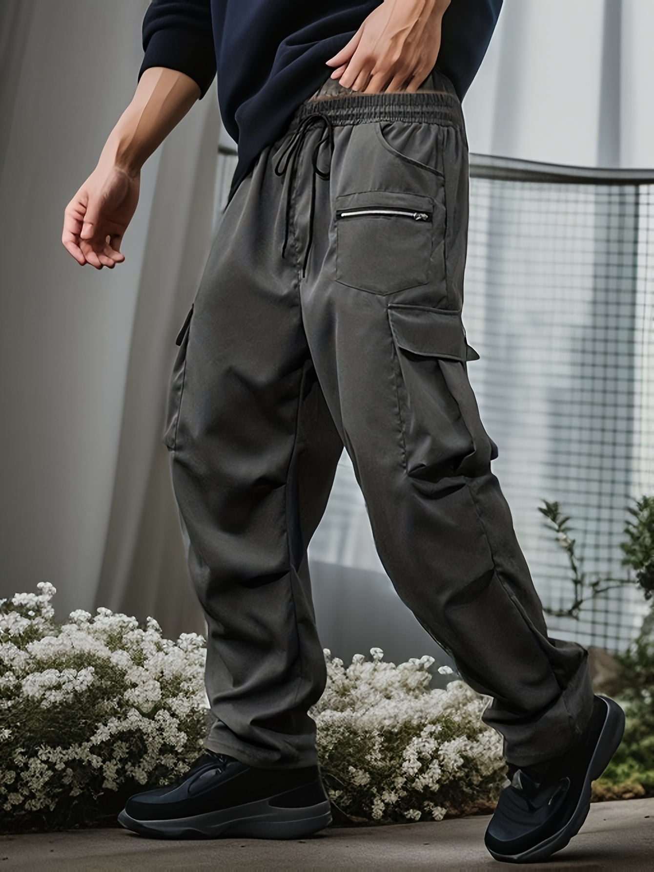 Men's Stylish Harem Pants, Casual Cotton Drawstring Hip Hop Loose Pants For  Outdoor, Men's Clothing - Temu Germany