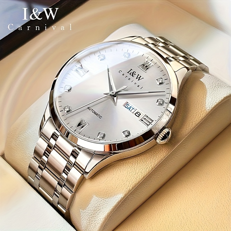 Carnival Fashion Sapphire Double Calendar Automatic Mechanical Wristwatch 1181.1inch Waterproof Watch