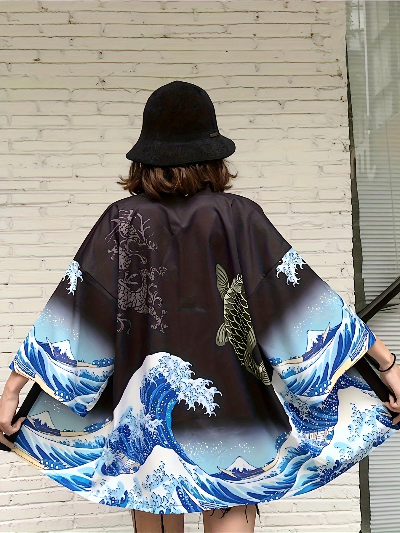Comprar Kimono japonés disfraz de samurái para hombre, abrigo Yukata  estampado, camisa estilo Harajuku, cárdigan Haori bordado tradicional  japonés para hombre