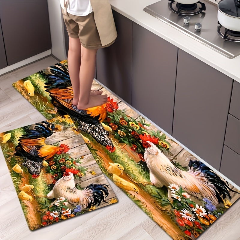 1pc Chicken Pattern PU Leather Thickened Rug, Non-Slip Waterproof Mat For  Floor Anti-Fatigue, Bathroom Anti-skid Mat, Bathroom Doormat, Bedroom Carpet