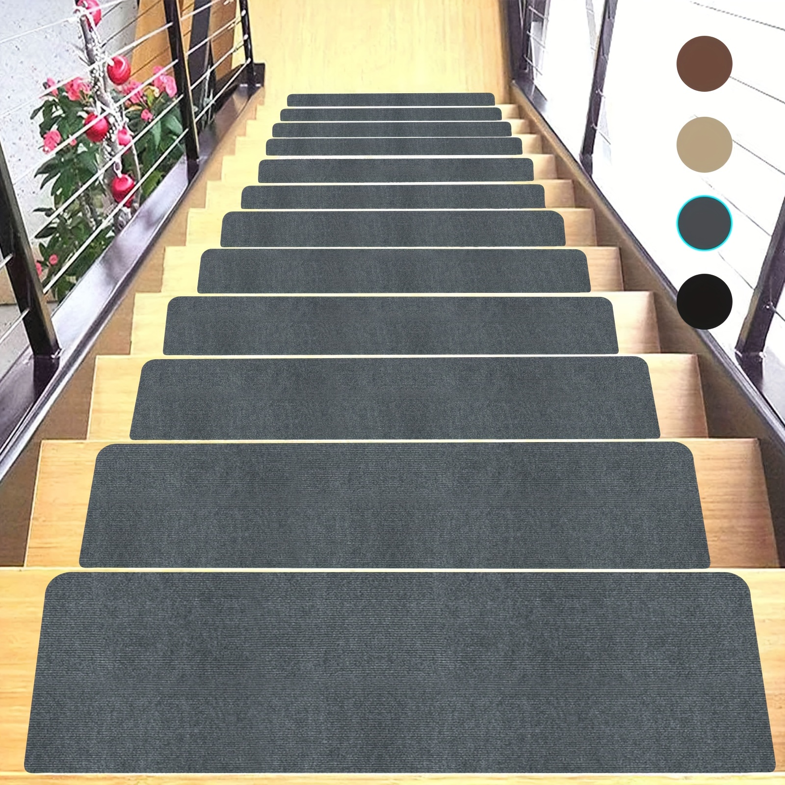 Benissimo Alfombra antideslizante para escaleras algodón diseño moderno  impreso tapete suave para peldaños de madera en interiores juego de 2 9 x  32 – Yaxa Colombia