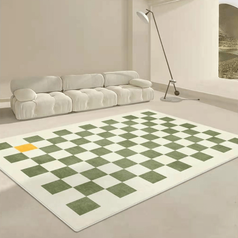 Kitchen Floor Mat Black White Gray Checkered Printed Rug - Temu