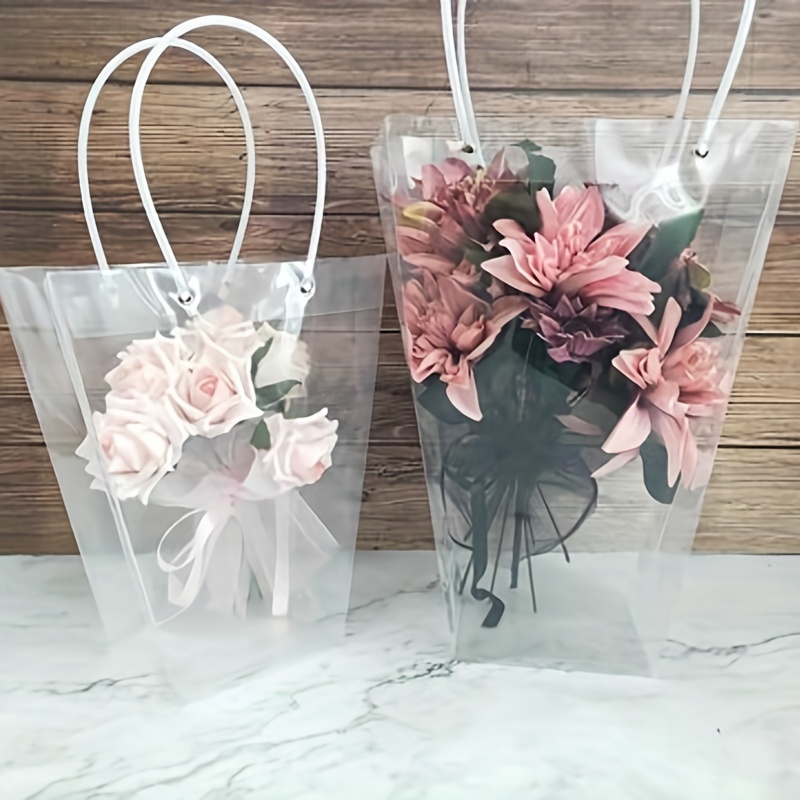 10pcs/set Transparent single bouquet packaging bag rose waterproof flower  bag flower arrangement festival flowers wrapping paper material