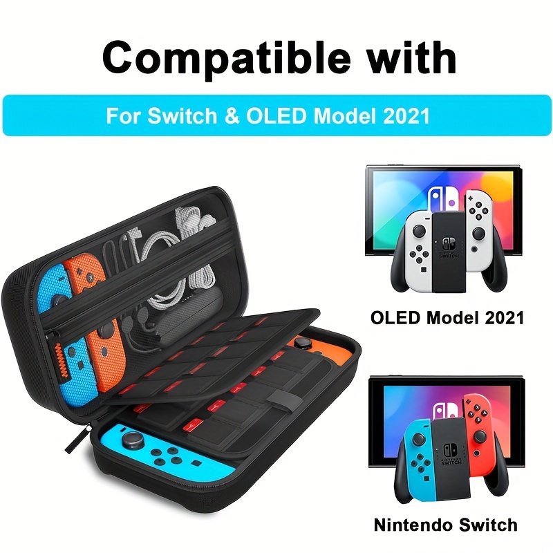 Caso de proteção do Switch para Nintendo Switch Oled , Capa de suporte com  6 armazenamento de cartas de jogo para Ns Switch Oled Console & Joycon  Controller, Shockproof & An