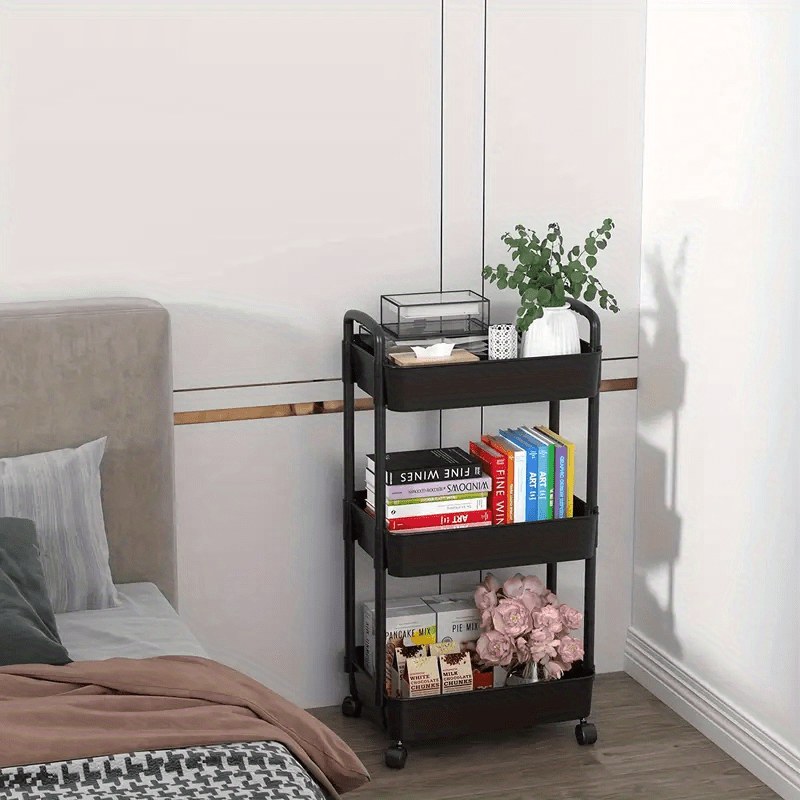 3-tier Cart Shelf, Shelf With Handles, Mobile Snack Cart For Kitchen,  Toilet, Office, Multi-tier Multifunctional Bedroom Bedside Storage Rack -  Temu