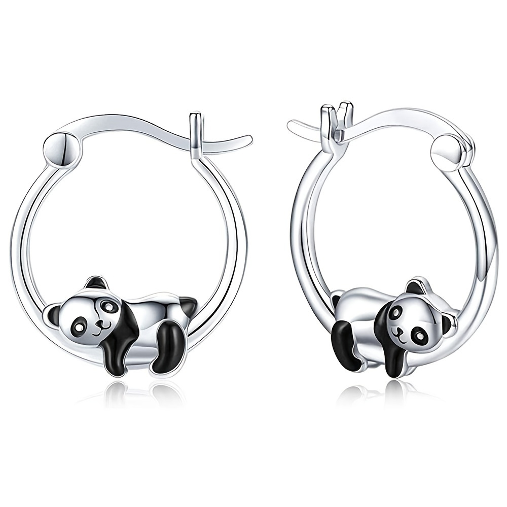 Stylish 3D Panda Stud Earrings: Ear Stud and Ear Clip Options