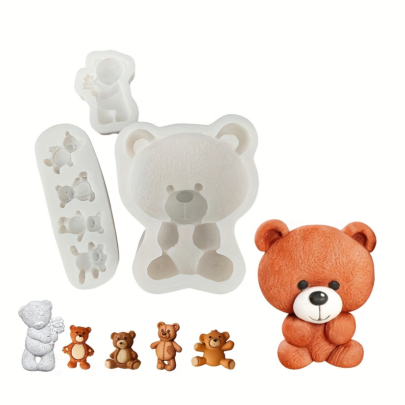 Paquete de 2 moldes de silicona para velas perfumadas de oso lindo oso para  velas decoración del hogar, molde de silicona para resina de oso de