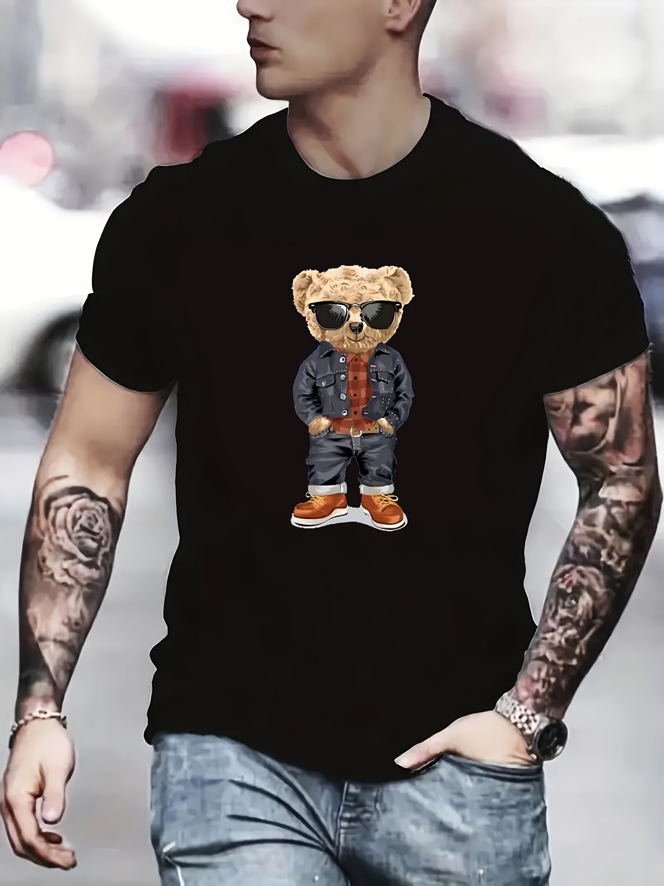 Cartoon Bear Graphic T shirt Boys 3d Digital Print Active - Temu