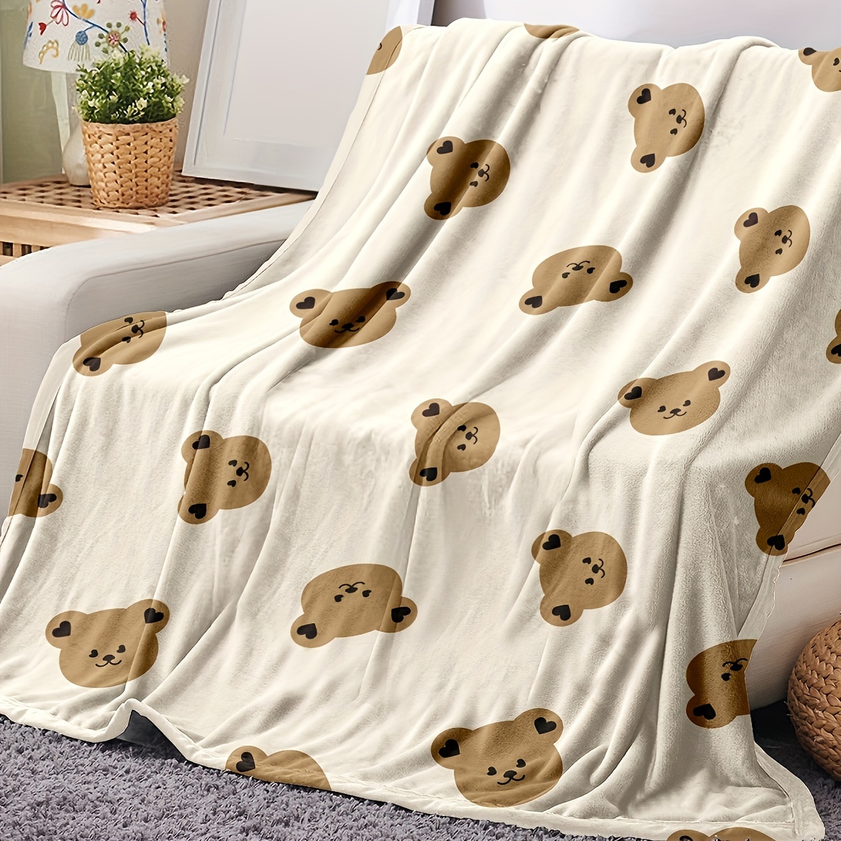 Little Bear Lamb Fleece Throw Blanket Double Layer Warm And - Temu