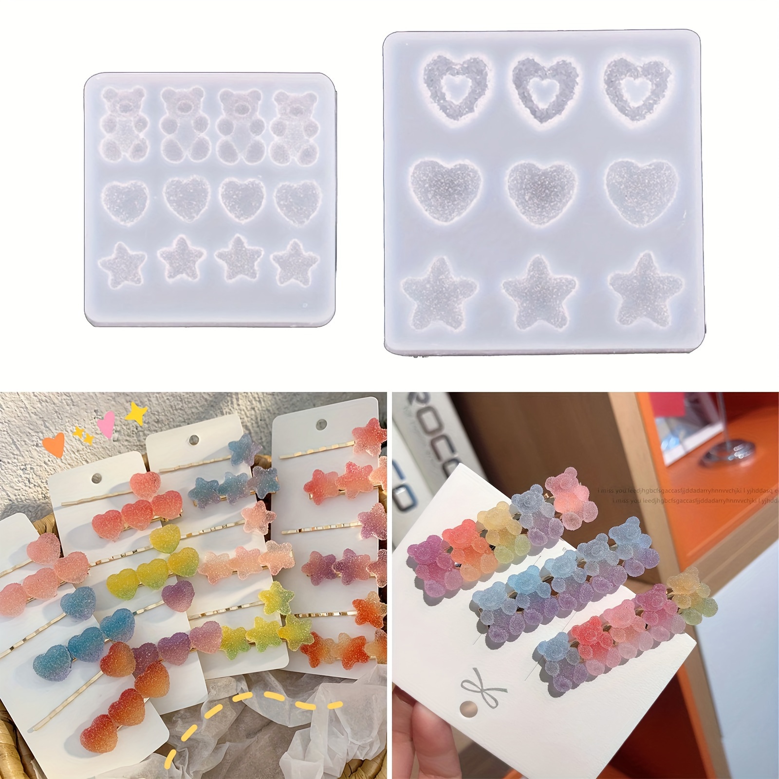 Resin Shaker Molds Set With 10 Seal Films Moon Star Bear Shape Silicone  Mold