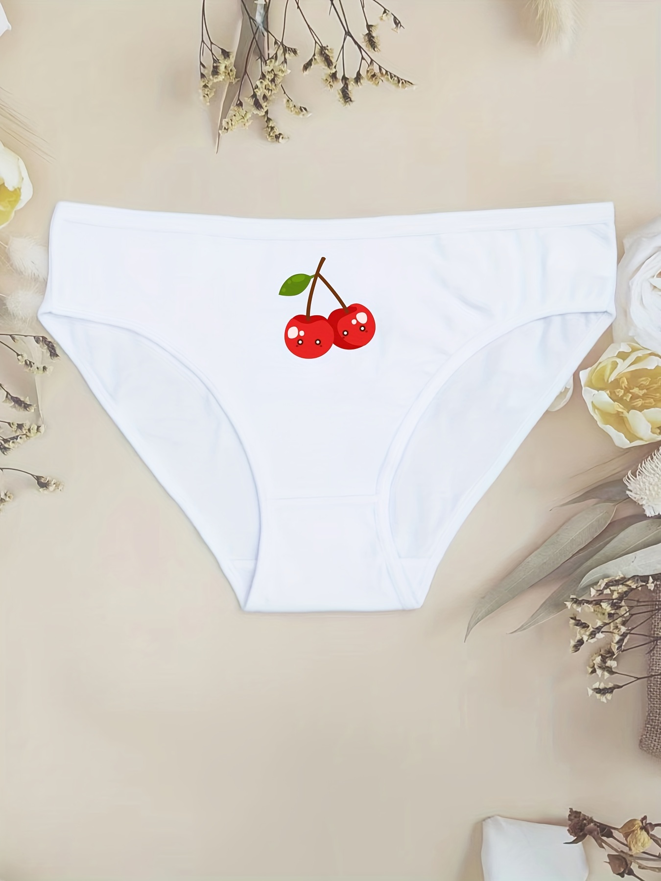 Cherry Print Seamless Thong, Intimates Panties, Women's Sexy Lingerie &  Underwear