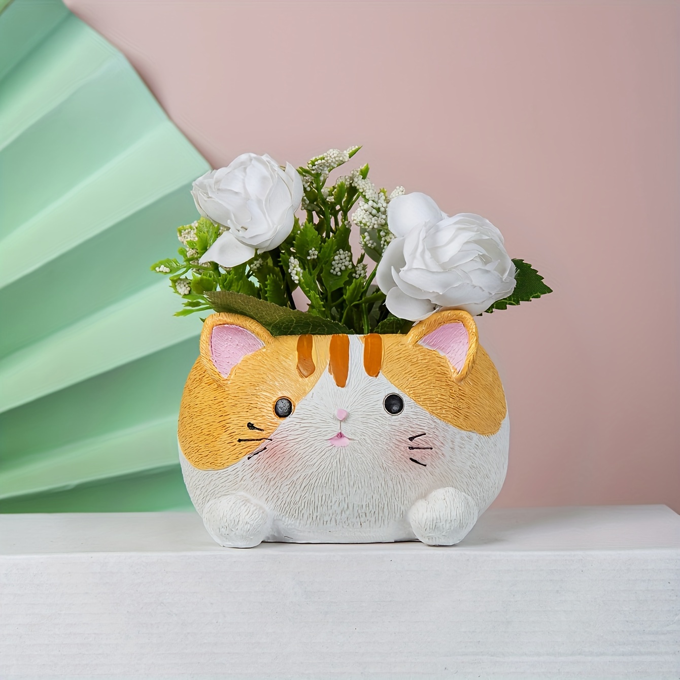 Decorazione per vaso di fiori finti in ceramica super carina per piccoli  animali con fiori artificiali (cucciolo)