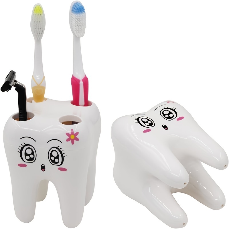 Set of 4 Mini Toothbrush Holder Cute Ceramic Tooth Brush Stand Small  Bathroom Storage Organizer