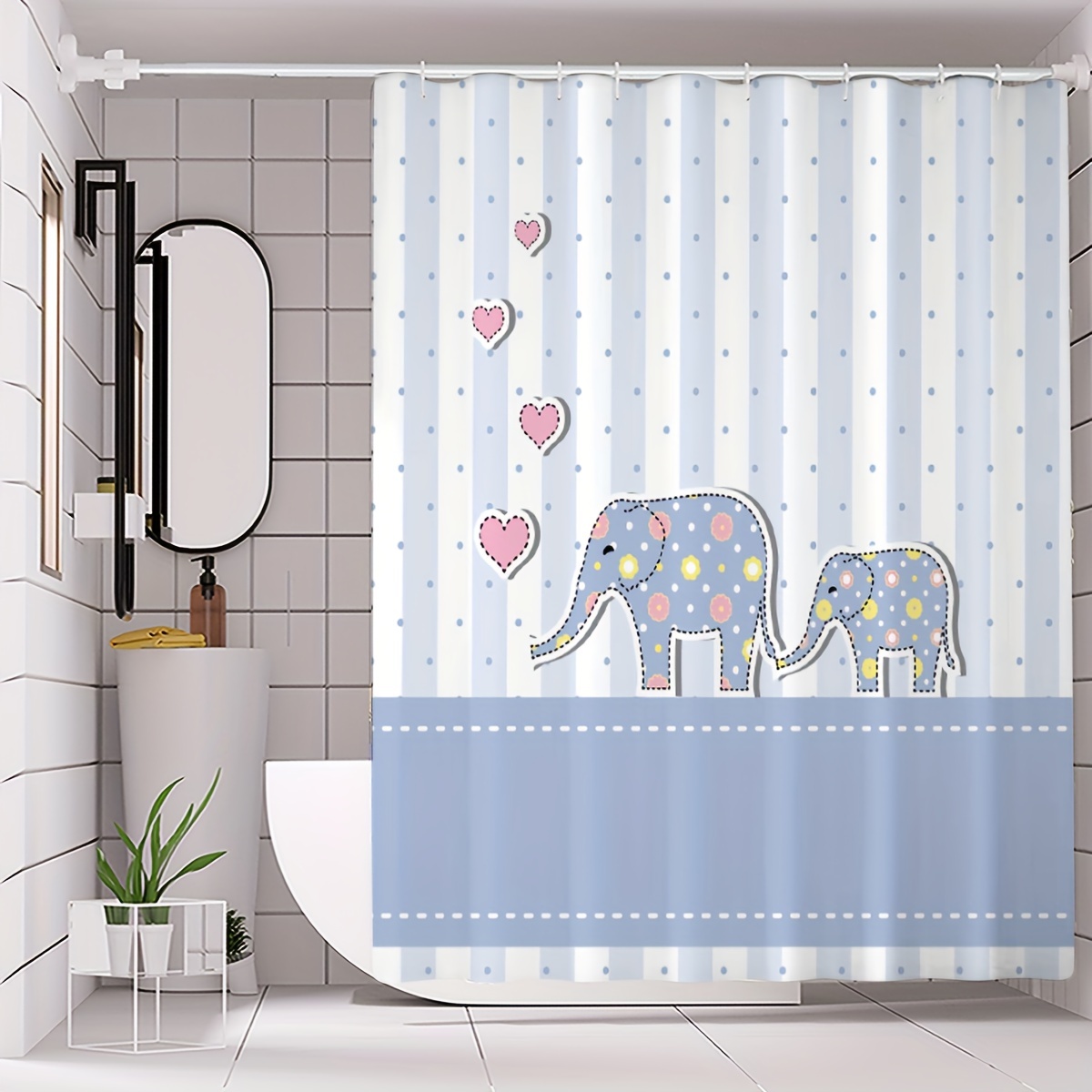  Cortina de ducha de elefante para baño, lindo elefante bebé con  mariposas, color agua, caricaturas, tela vector, Ill, cortinas de ducha de  granja, 36 x 72 pulgadas de largo : Hogar