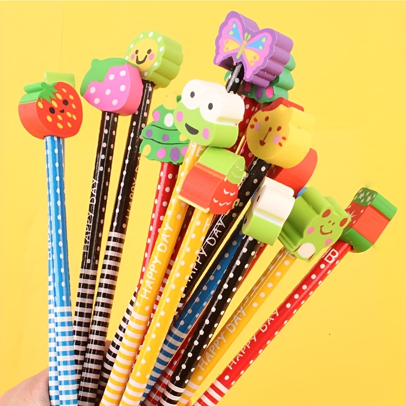 6pcs Cartoon Eraser Tipped Pencils, Christmas Children Creative Writing  Pencils, Sketch Pencils For Kids, Stationery
