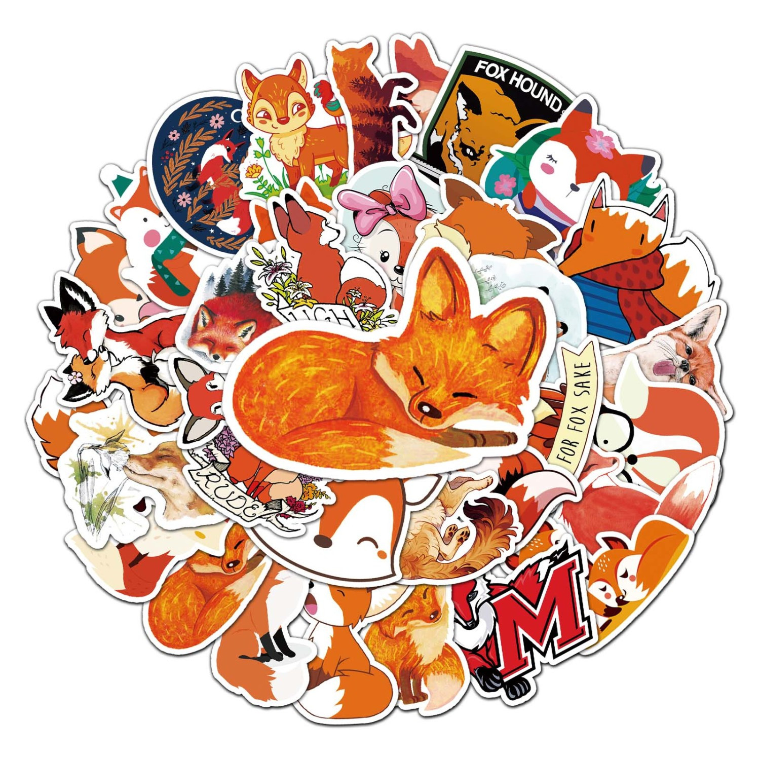  Cute Fox Stickers Kawaii Cute Fox Decals for Bicycle