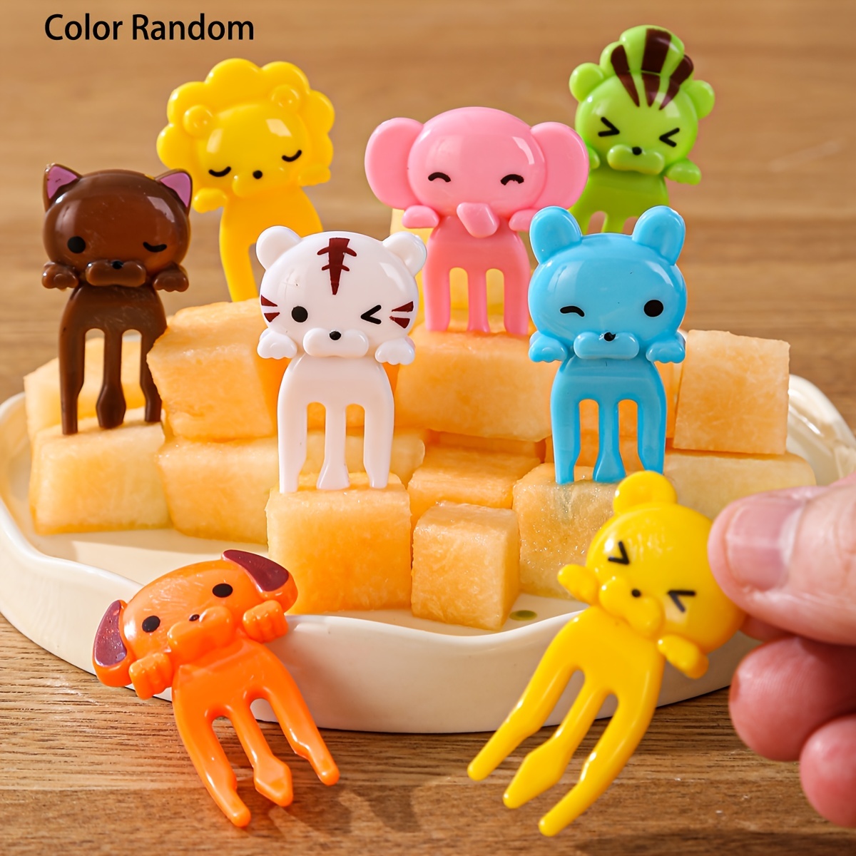 8pcs Random Christmas Fruit Forks, Cartoon Food Picks For Kids