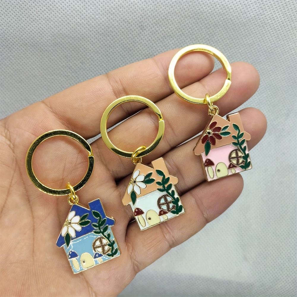 Moon and House Pendant Keyring Metal Key Chain Bag Charm Key Holder Birthday Gift Keychains Key Chain Key Ring Holder,Temu