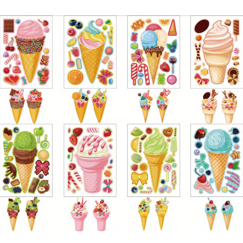 Ice Cream Resin Stickers, Cute Dessert Sticker