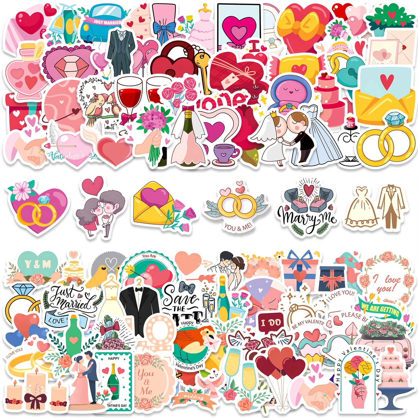 Shiny Cute Heart Stickers Romantic Love Valentine's - Temu