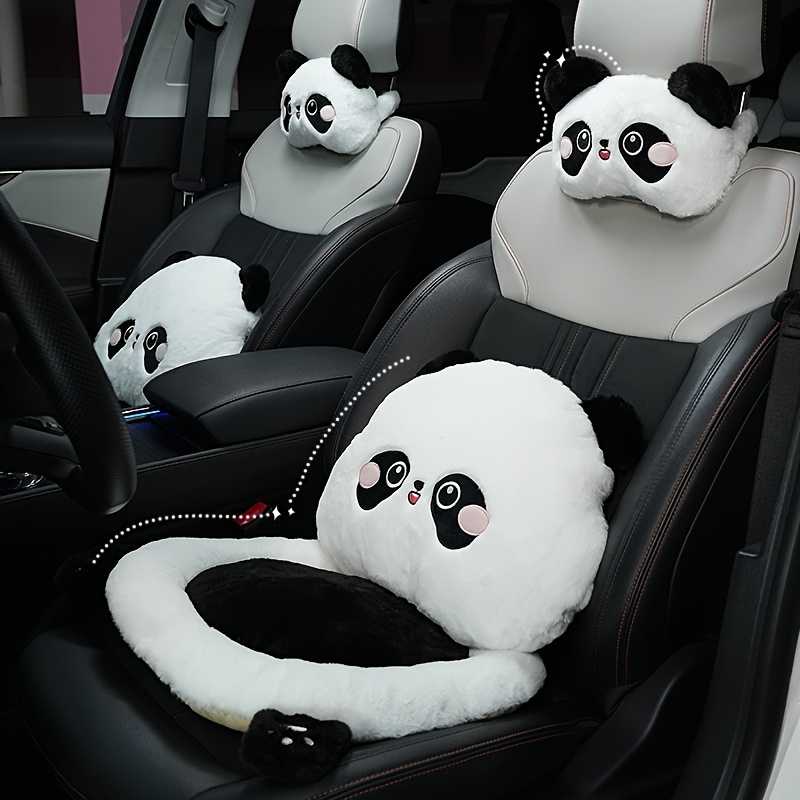 Juego de fundas de asiento de coche con diseño de panda de dibujos animados  para asientos delanteros y traseros, accesorios interiores de automóvil