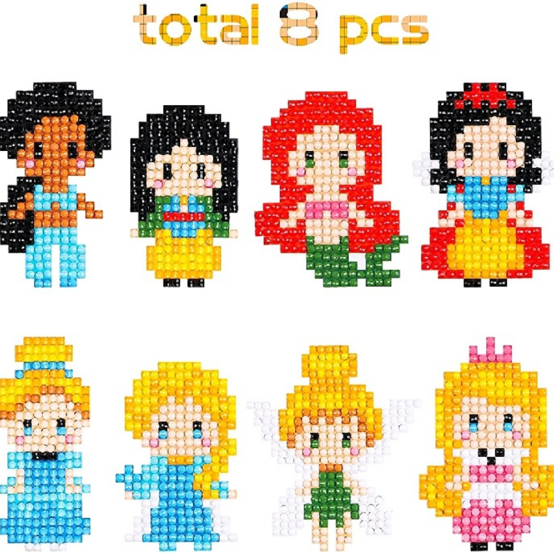 8PCS Diamond Painting Stickers - Disney Princess Adhesive Decals