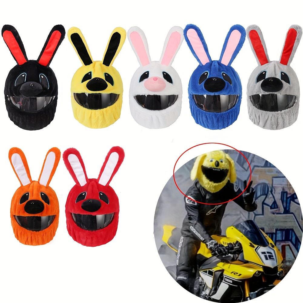 Funda protectora para casco de motocicleta, accesorio de felpa con diseño  de conejo de dibujos animados, ideal para esquí y animación de adultos y  niños