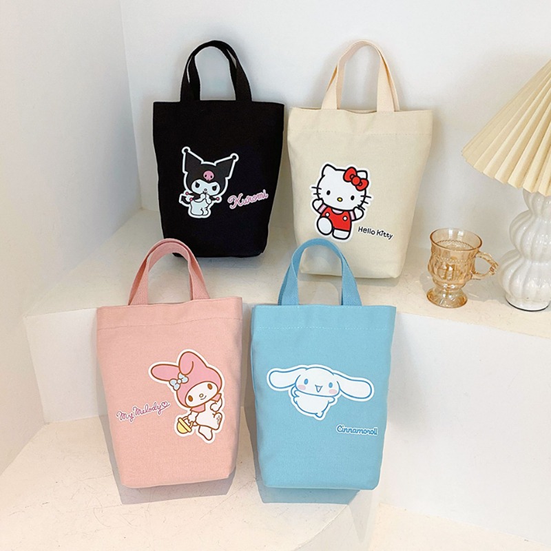 Anime Pattern Canvas Handbag Kuromi Hello Kitty Melody Pochacco Print  Storage Satchel Bag Miniso - Toys & Games - Temu