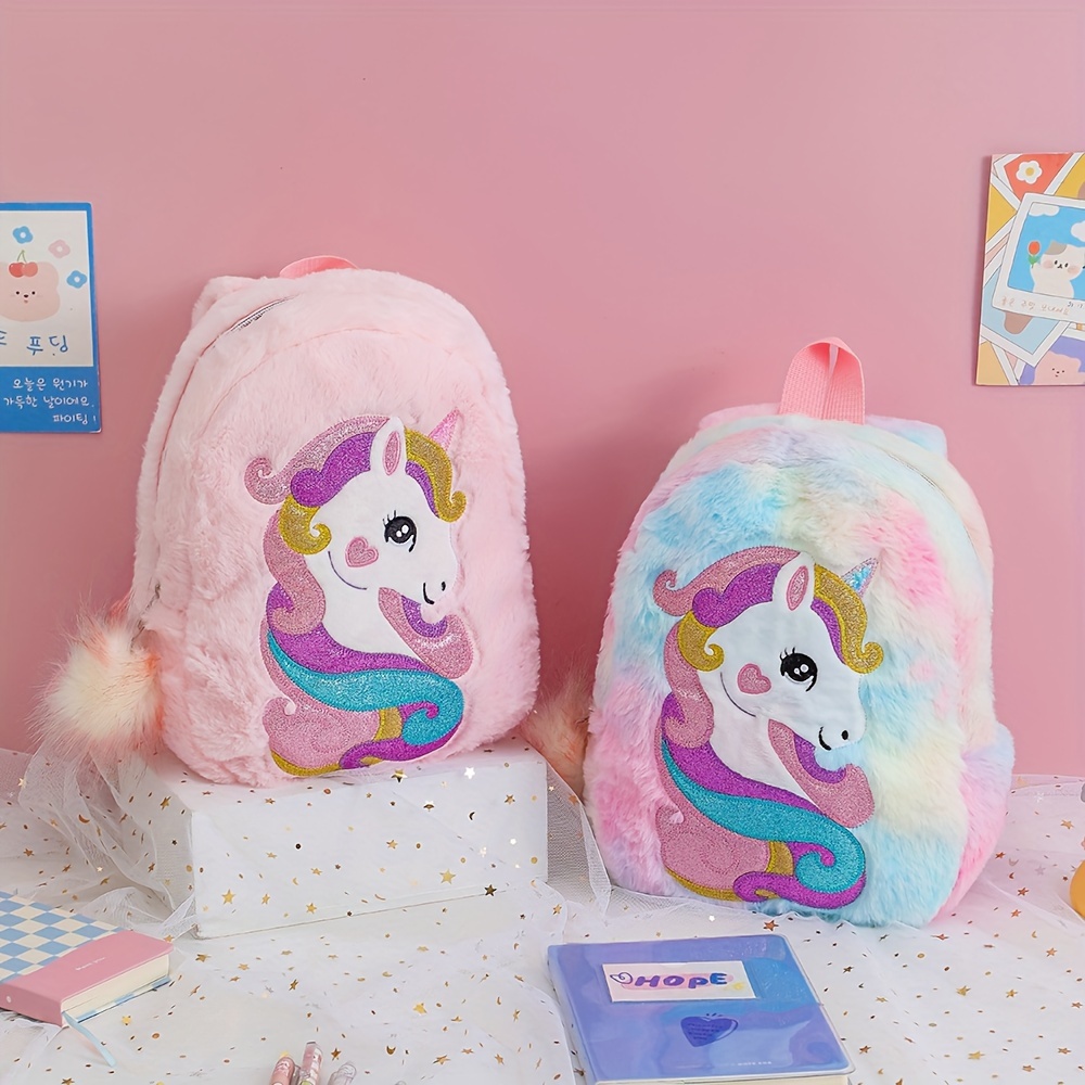 Mochila infantil con forma de unicornio, guardería, niña, color rosa,  diseño de tela, estampados variados