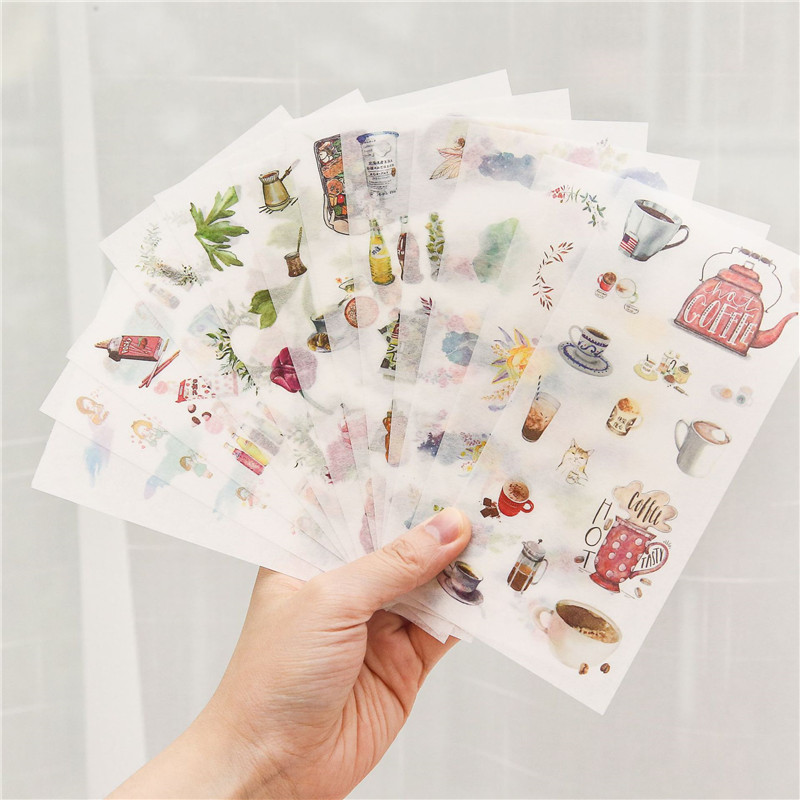 Aesthetic Washi Tape White Transparent, 10 Sticker Pack Cute
