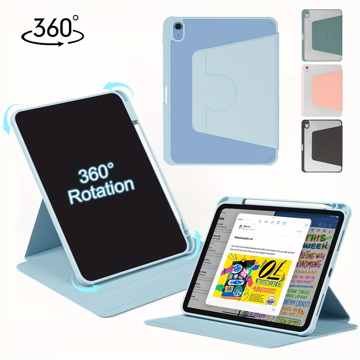 ProCase Étui pour iPad 10e génération 2022 10,9 avec porte-stylo, coque  intelligente résistante aux chocs avec coque arrière transparente  compatible avec iPad 10e génération – Noir : : High-tech