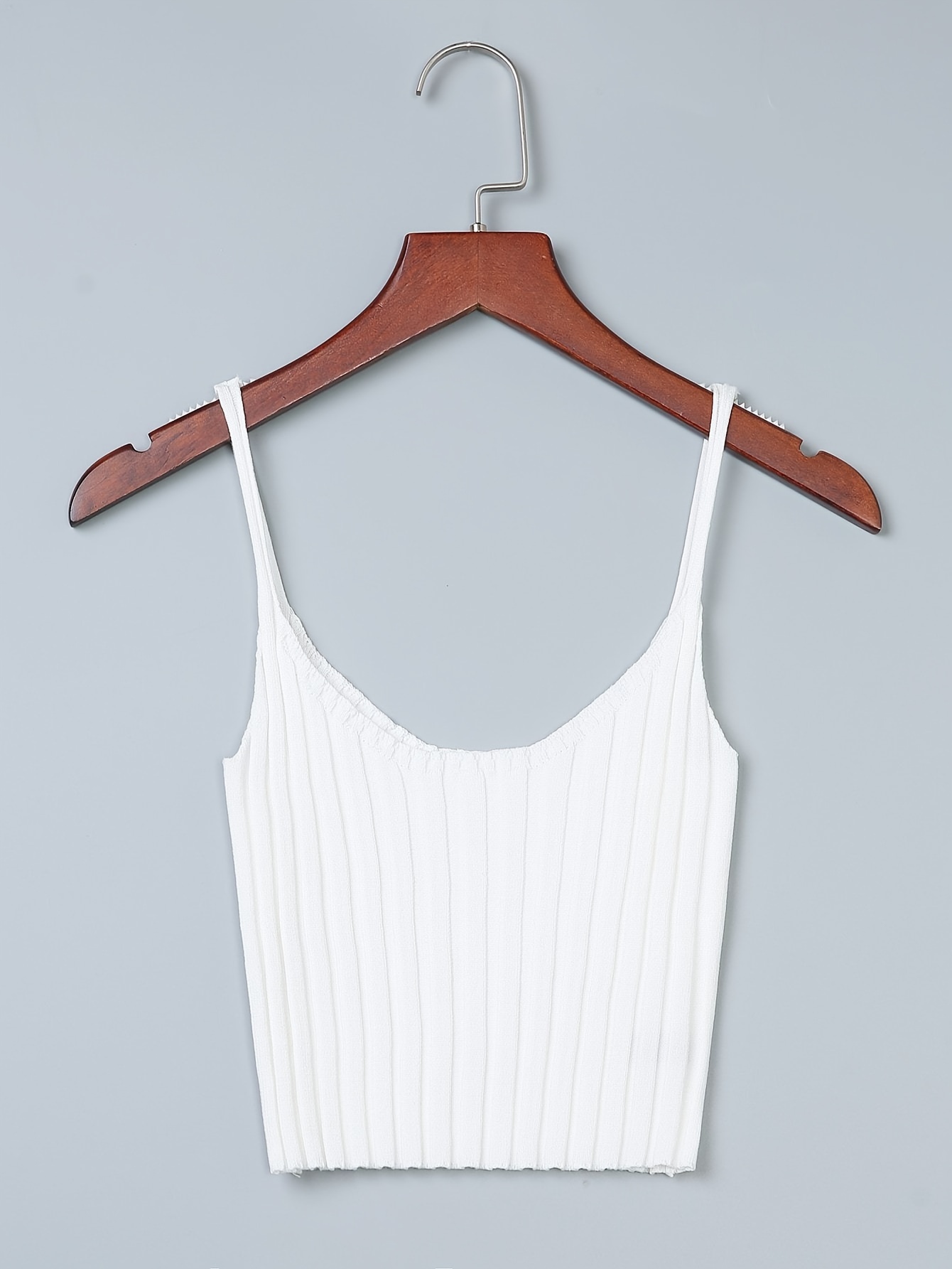 White Sexy Plain Rib-Knit Tank Square Neck Women's Tank Tops Camis 