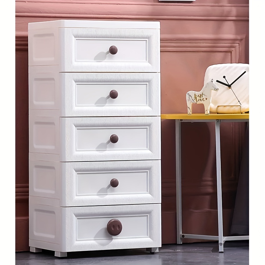 Plastic Drawers Dresser,Storage Cabinet with 6 Drawers 4 Wheels