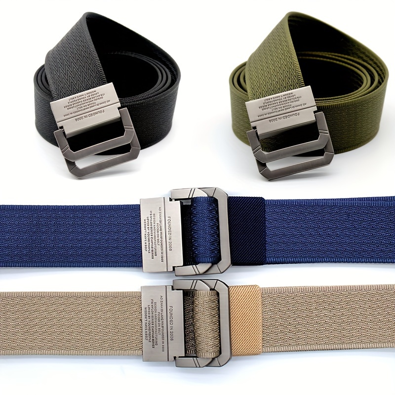 Double Ring Buckle Canvas Belts Unisex Solid Color Casual Jeans