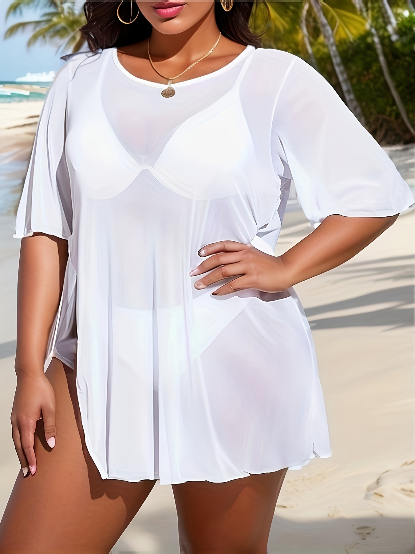 Plus size bathing hot sale suit cover up