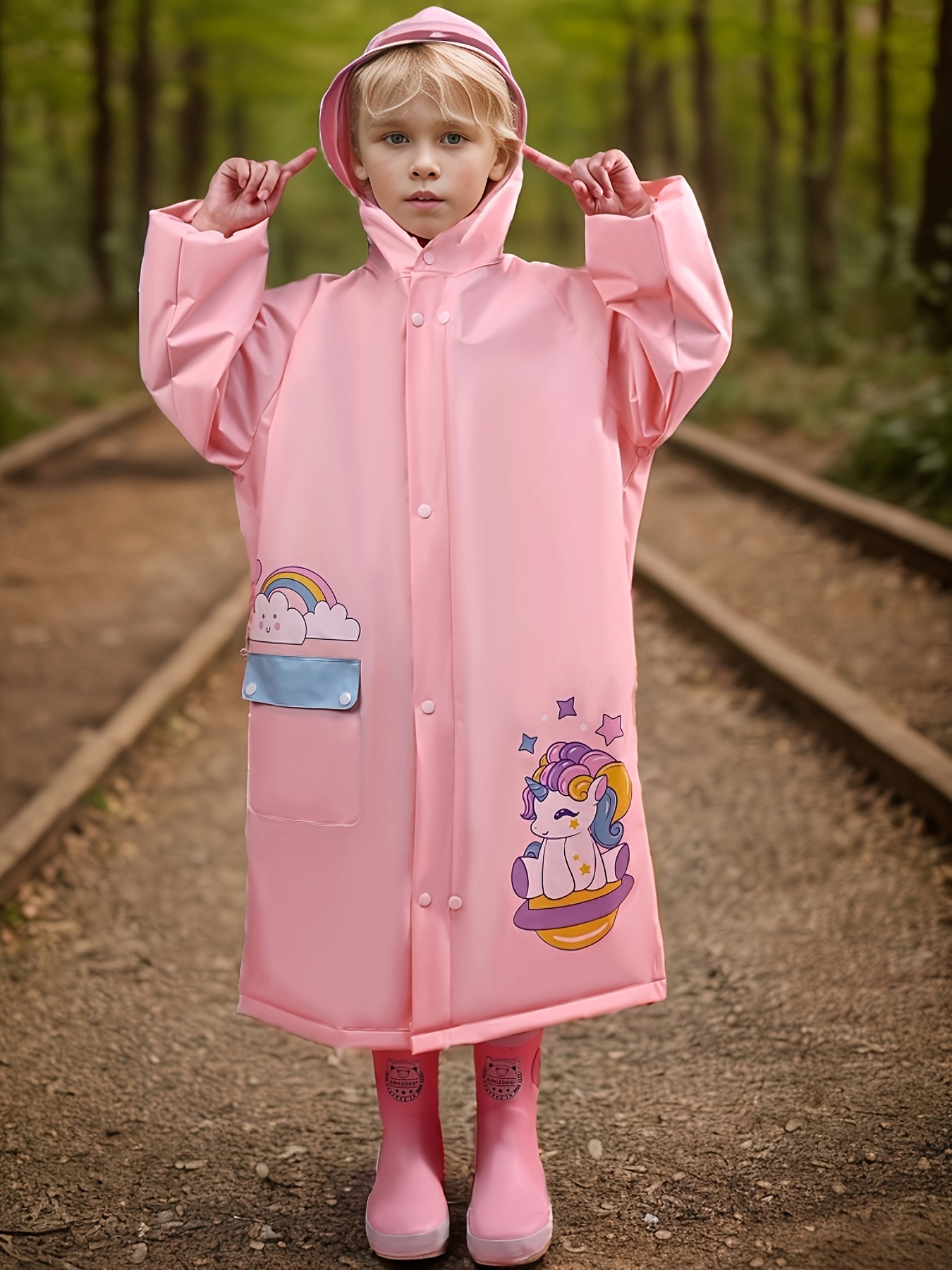 Chubasquero para niños y niñas, poncho de lluvia para niños, chaqueta de  lluvia de dibujos animados, talla S