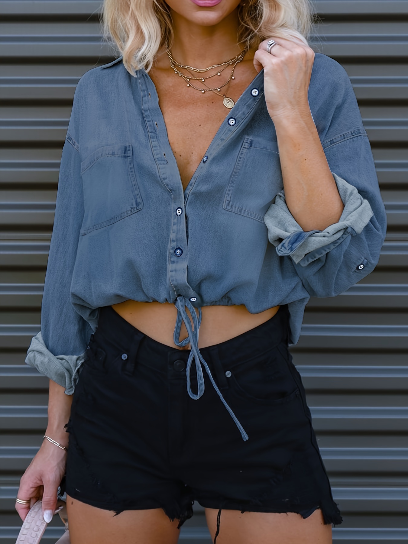 Loose Long Denim Tops - Temu