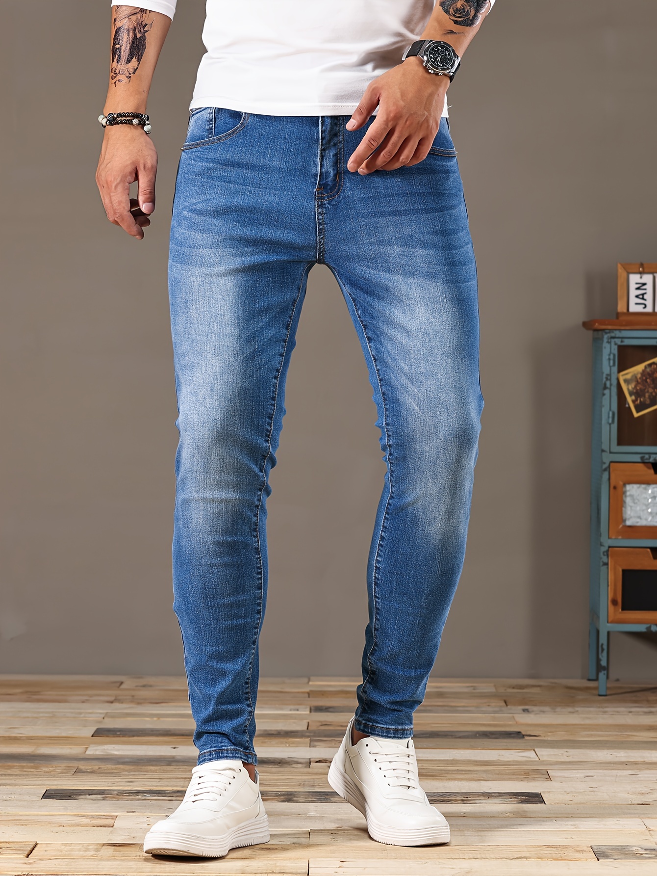 Jeans Uomo Stampa Piccione Jeans Invecchiati Casual Street - Temu  Switzerland