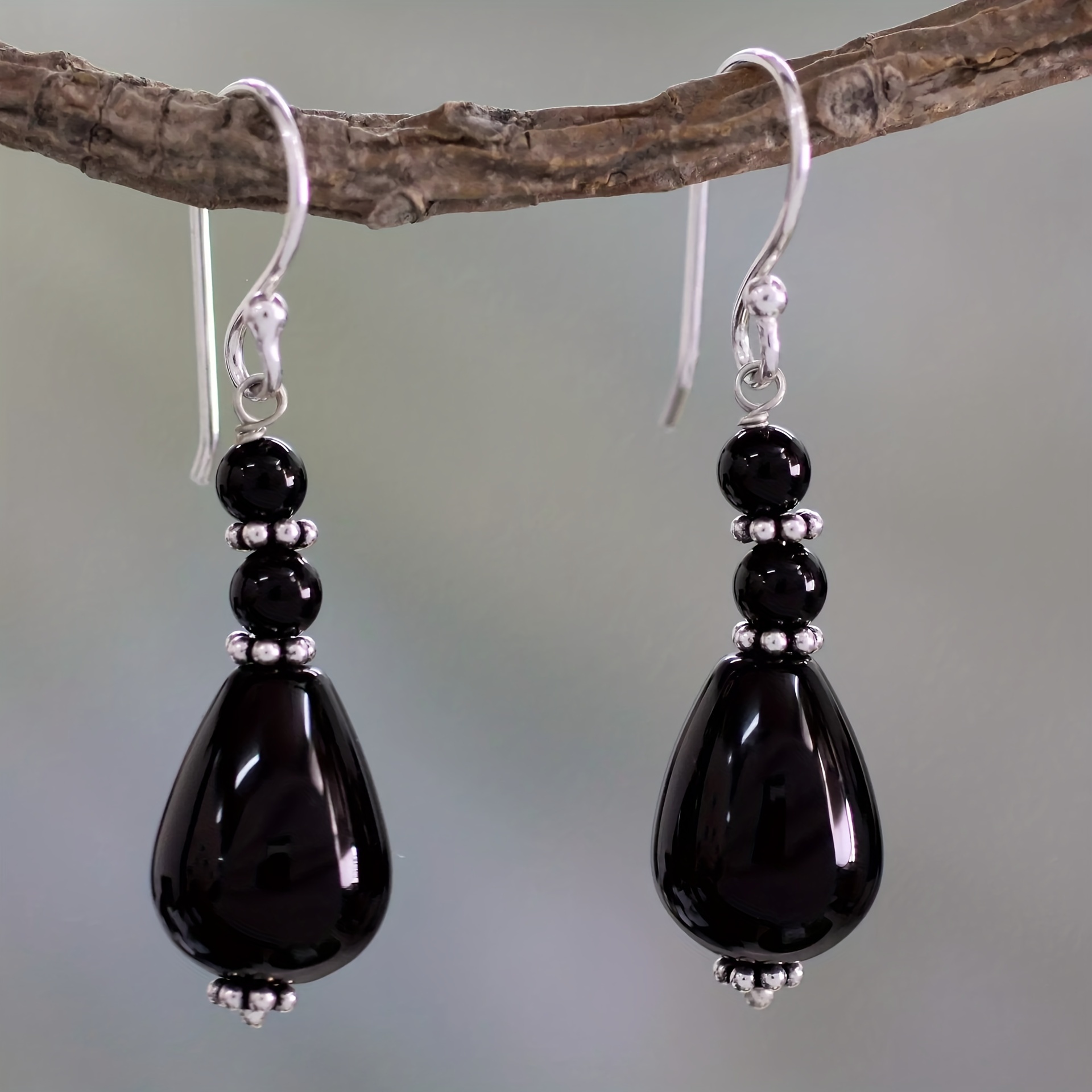 Square Black Gems Linear Earrings Fine Jewelry Threader - Temu