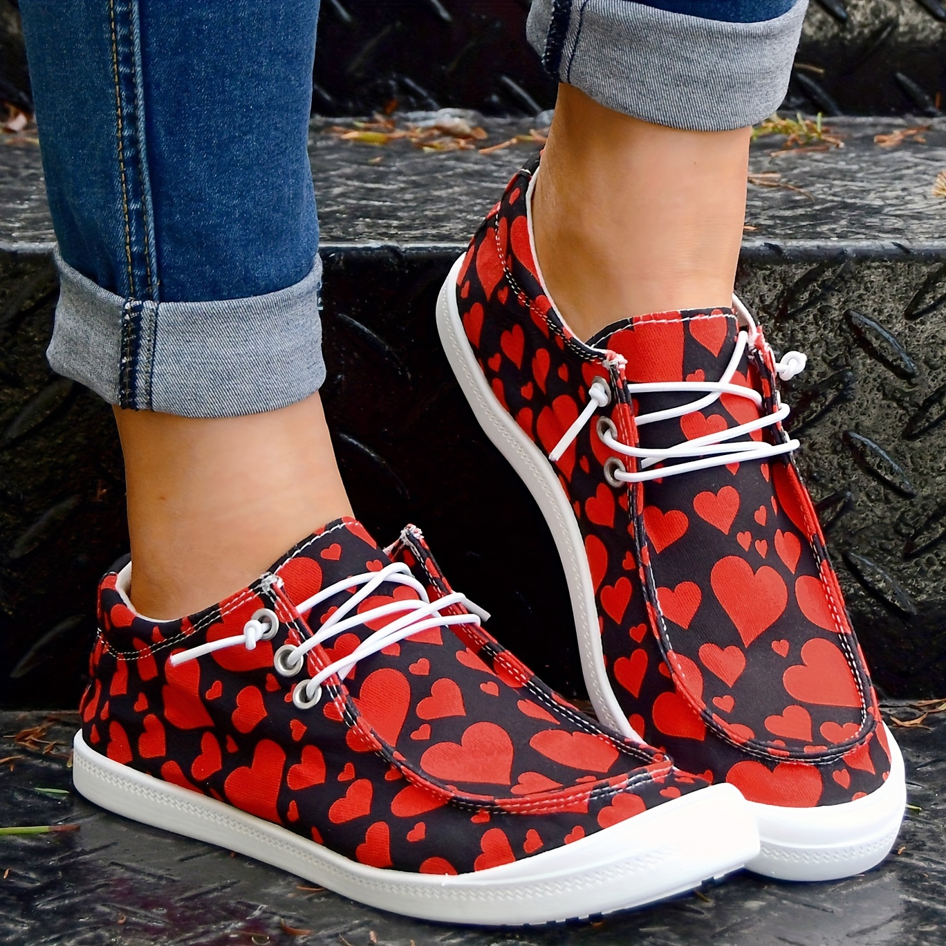  Tenis de lona para mujer, a la moda, con plataforma para mujer,  transpirables con parte superior alta, color rojo, 5 : Ropa, Zapatos y  Joyería