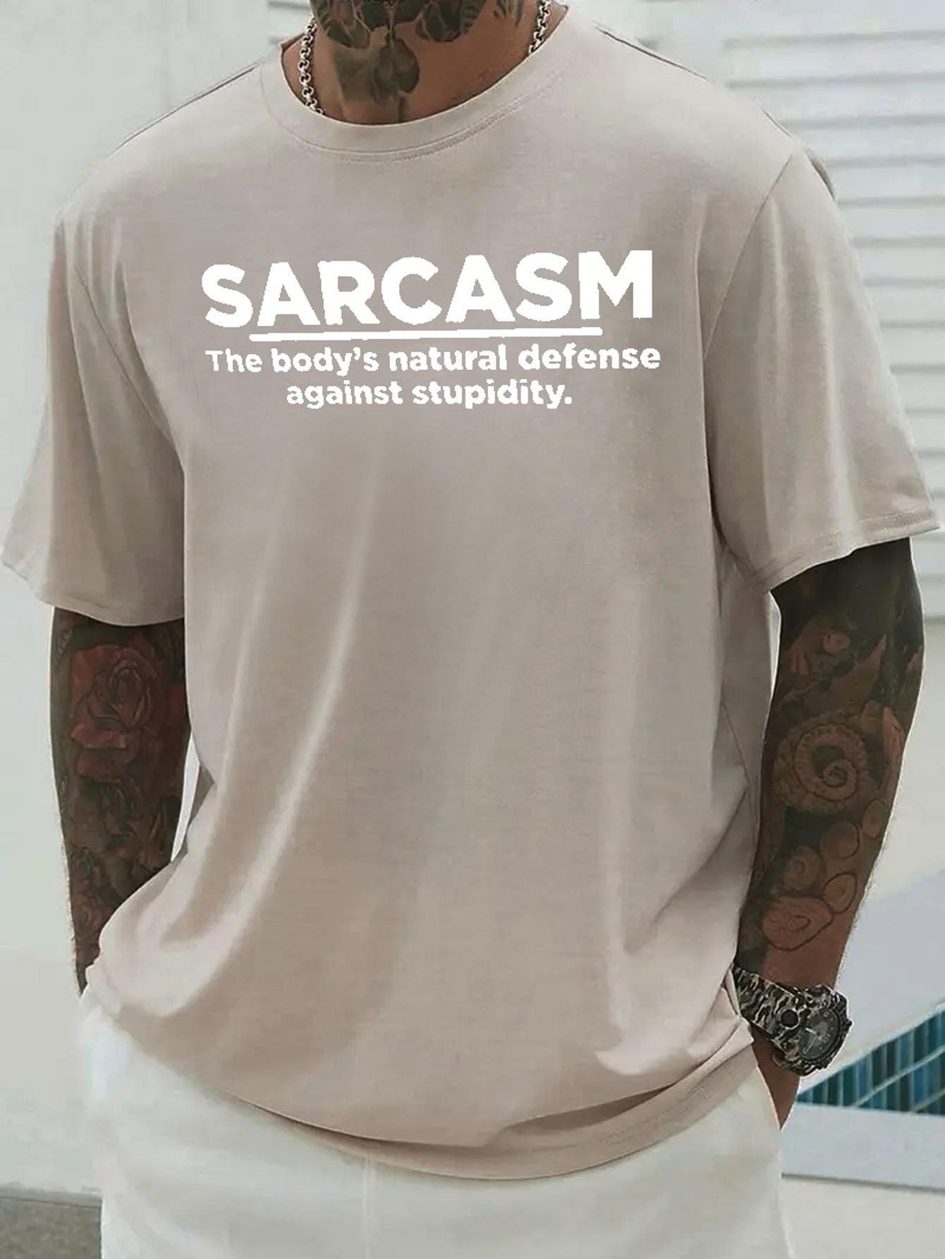 Sarcasm Primary Elements Of Humor T-shirt Casual Summer Crewneck Periodic  Table Print Tees Tops Men