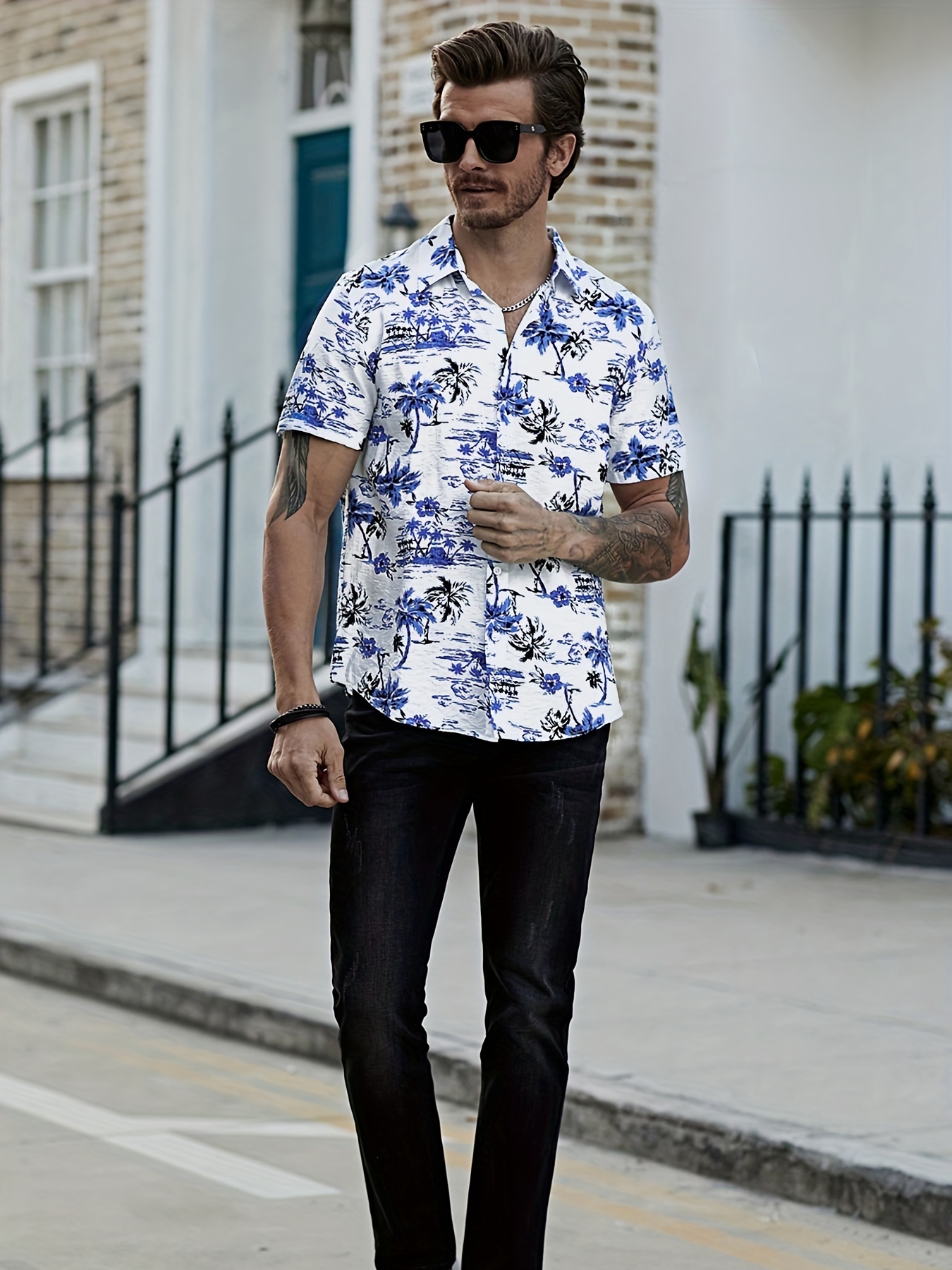 Mens Slim Fit Hawaiian Shirt - Temu